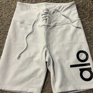 ALO Yoga White Lace-Up Shorts